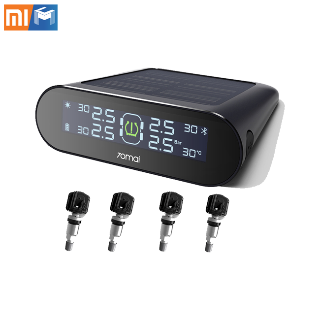 Оригинальный монитор давления в шинах Xiaomi 70mai, Автомобильная сигнализация на солнечной энергии, двойная USB зарядка, управление через приложение, автомобильная система сигнализации