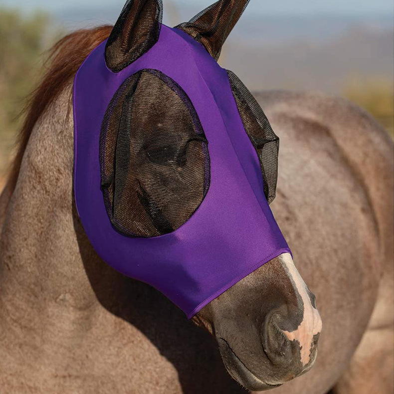 Hot sale lycra material soft donkey horse fly mask with ears in stock