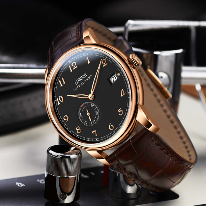 Micro-Rotor Movement Super-thin Minimalist Classic Wrist Watch Mens Leather Automatic Mechanical Watches