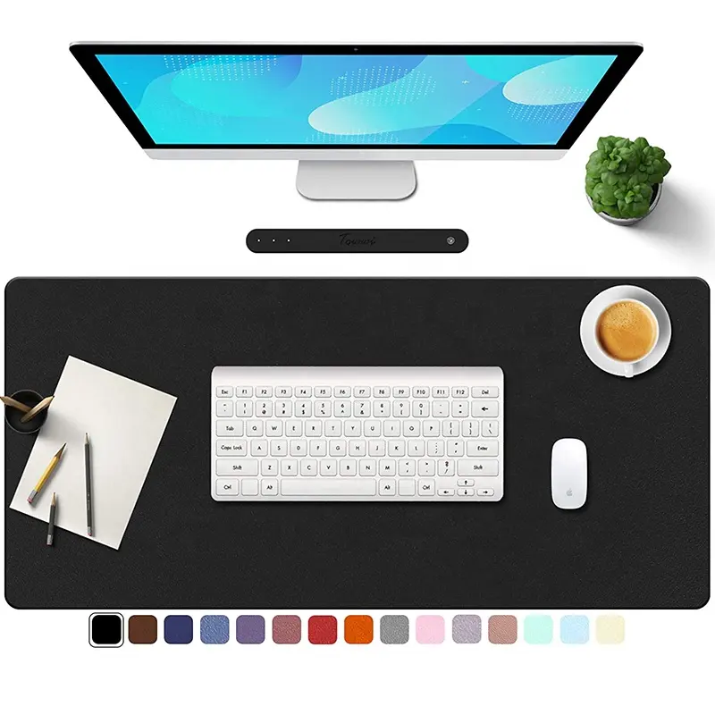 Hot Selling Black color anti slip suede PVC PU Leather Waterproof Desk Mats writing Mouse Pad