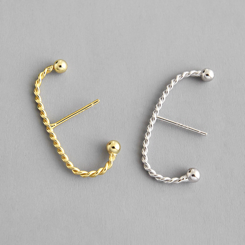 luxury exaggeration jewelry 925 sterling silver 18k gold plated C-shaped stud earrings women