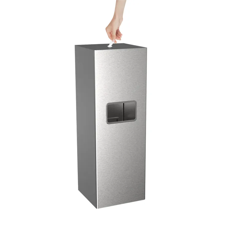 AOLQ Stainless Steel Paper Towel Dispenser Square Brushed/Polished 2 In 1 Wet Hand Towel Dispenser with Trash Can