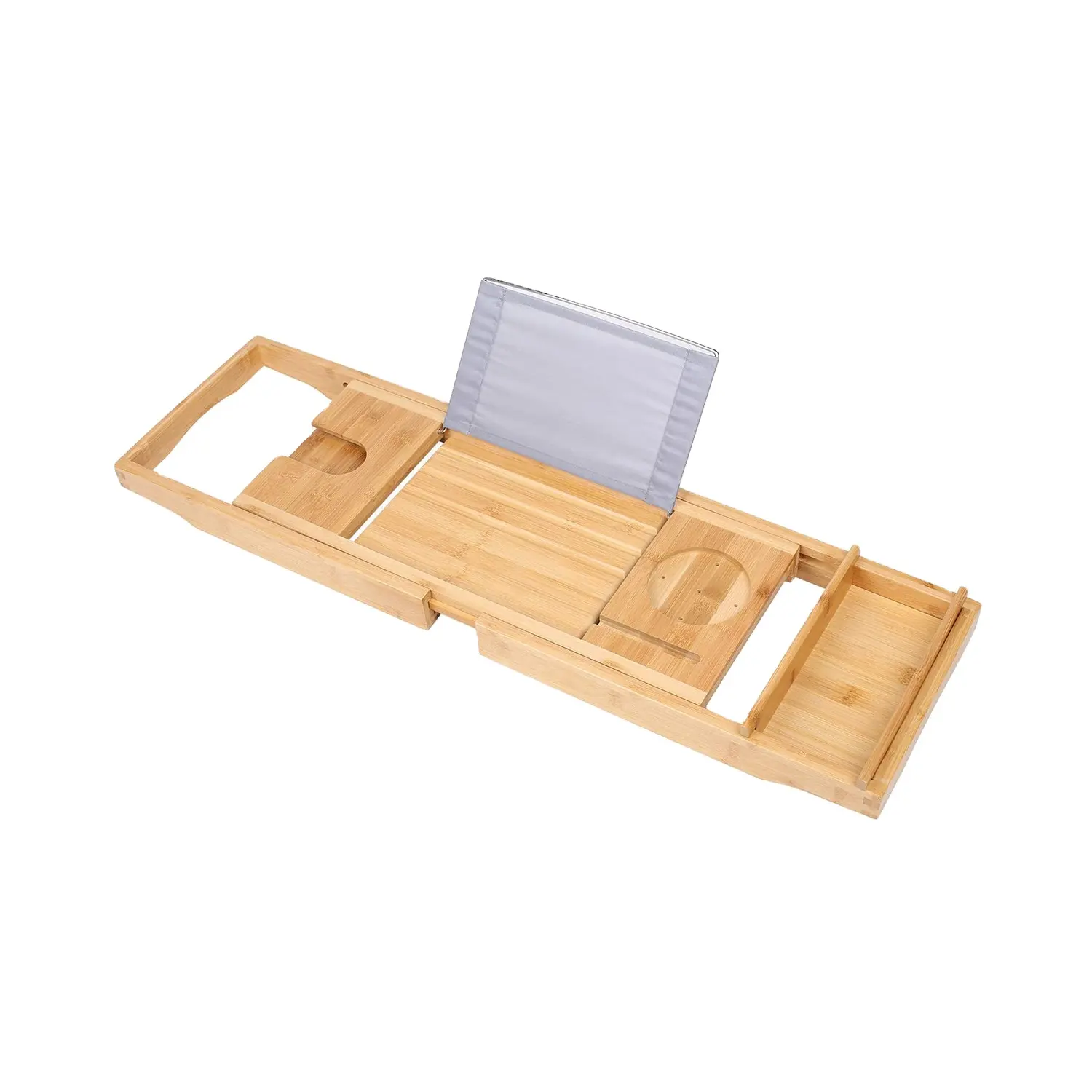 Amazon Top Sellers Extendable Side Luxury Bamboo Bathtub Caddy Bath Tray With Phone Holder Switch Stand Wine Glass Holder