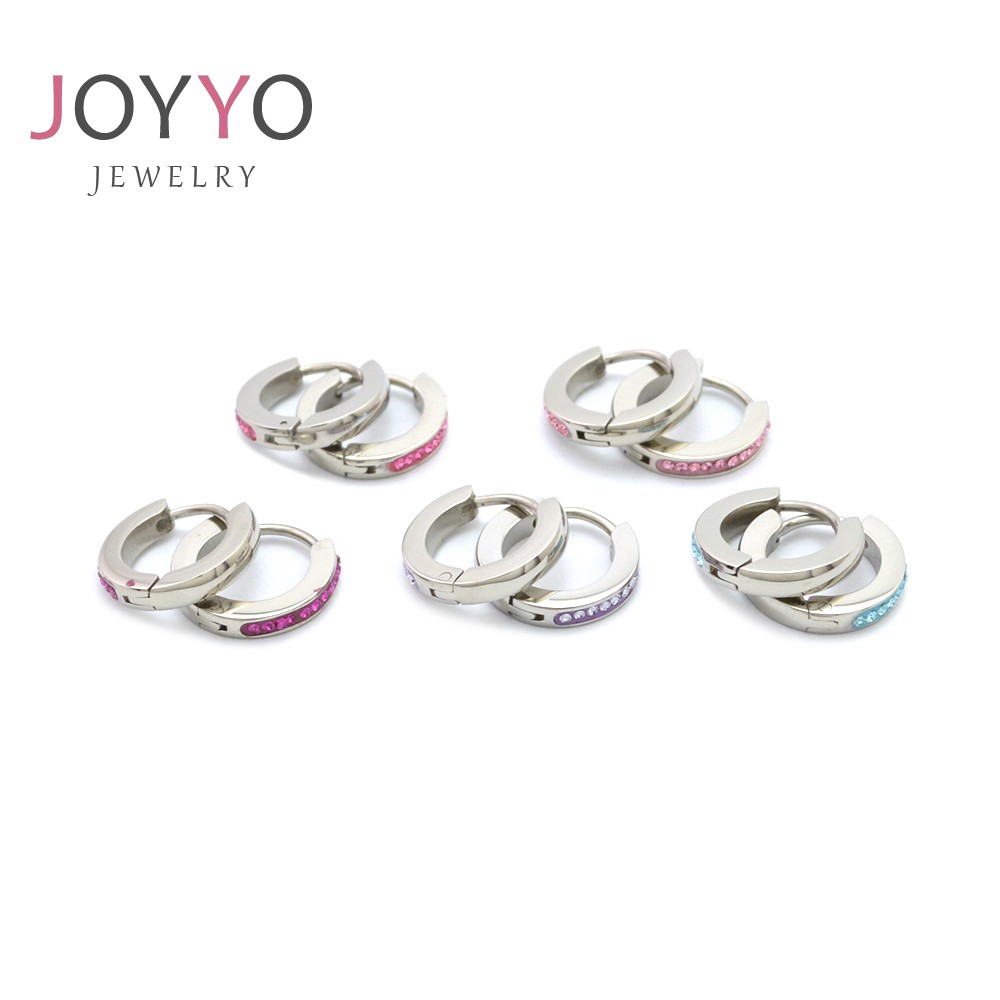 Colorful Crystal Children's Piercing Earrings Fashion Stainless Steel Top Quality African Earrings