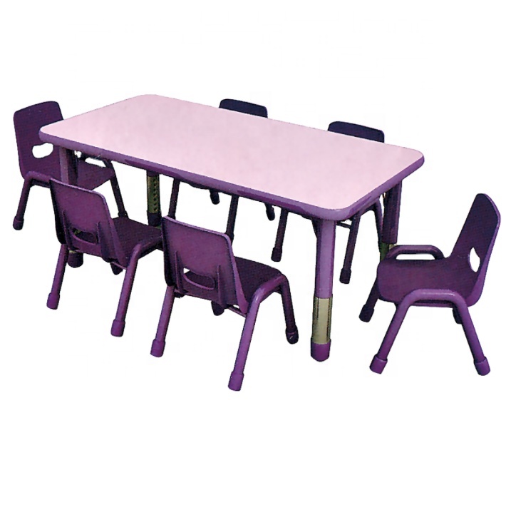 Nursery furniture daycare center school classroom height adjustable rectangular shape study table for kids