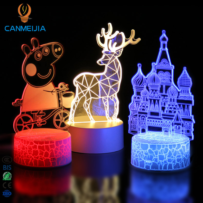 Современные недорогие Акриловые 3D USB-лампы, домашний декор, декоративное освещение, светодиодные ночники, светодиодные настольные лампы, 3D ночник, 3 Вт