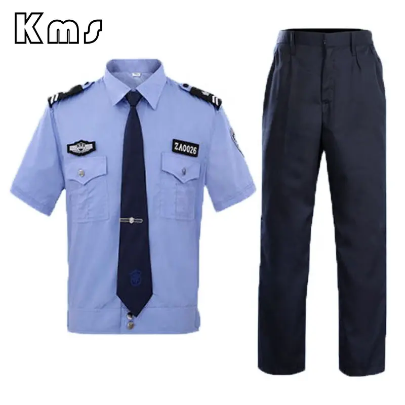 KMS Customize Blue National Patrol Airport Short Sleeves Shirt  Clothing Guard Security Clothes Uniform Sets For Sale