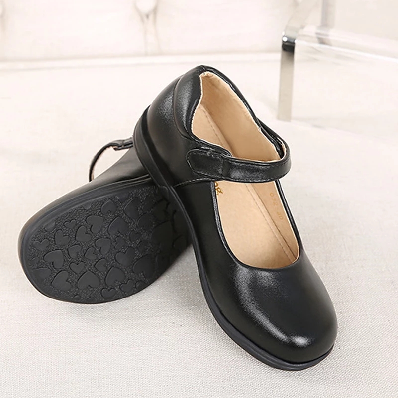LZH Girls Leather Shoes Black Children Performance Princess Dress Shoes School Shoe