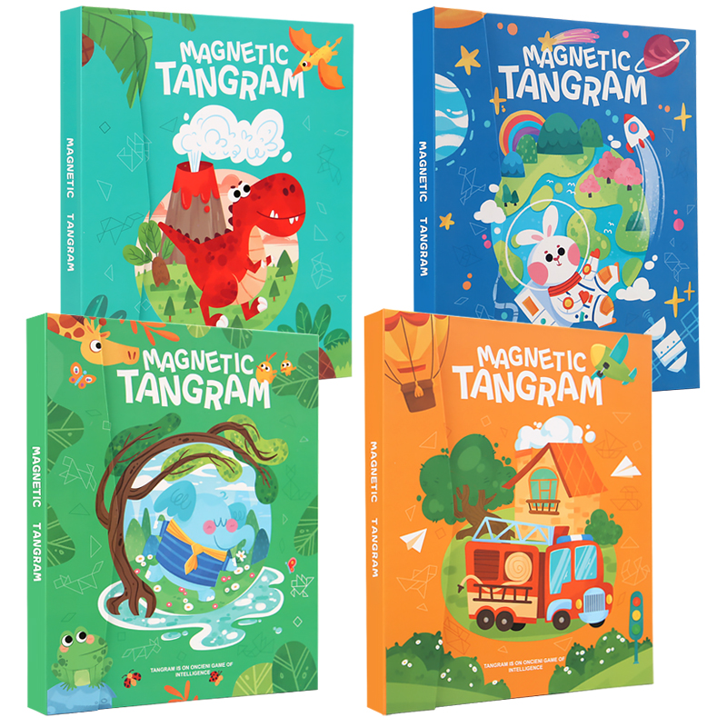 Classic Montessori ABS Magnet Tangram Paper Book DIY Puzzle Children Educational Learning Teaching Aids Toys For Kids Boys Girls