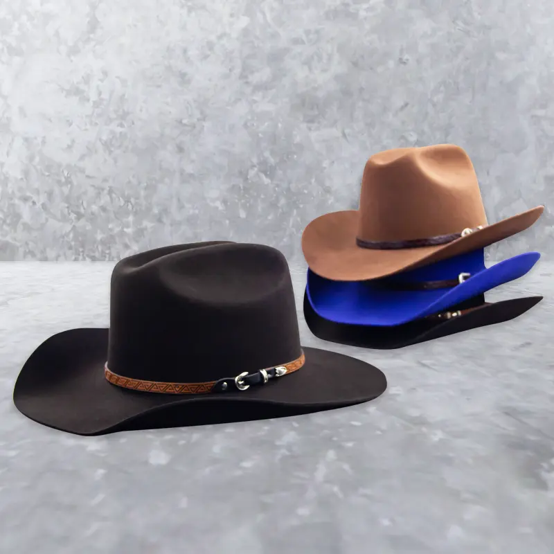 LIHUA Wholesale Felt White Brown Custom Logo Wool Wide Rim Khaki Australian Cowboy Hat
