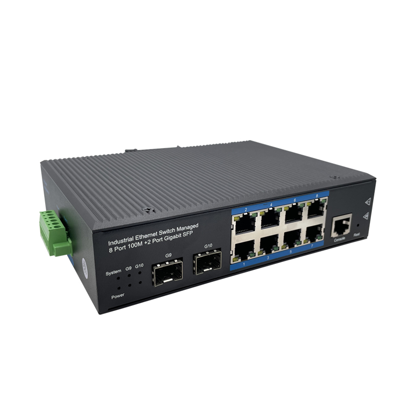 AS-EFS8PE2F-M промышленный сетевой коммутатор 8 портов 2 SFP 100 м PoE управляемый широкий диапазон рабочей температуры DC вход DIN рейка Ethernet-коммутатор