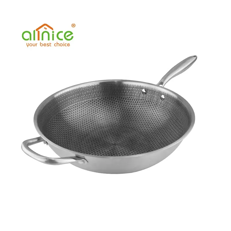 Quality restaurant home used cookware deep non-stick fry pan stainless steel frying pan