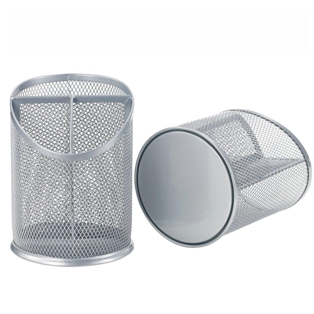 Amazon Hot Sale 3 Compartment Metal Mesh Desk Storage Holder Pen Pencil Cup Holder Organizer