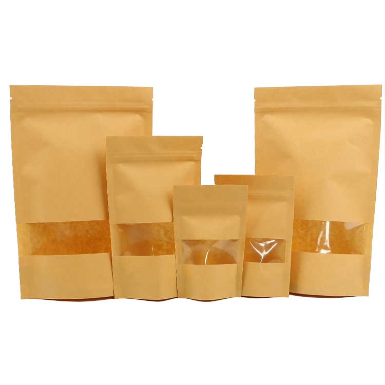 Biodegradable PLA Packing Zip Stand Up Pouch Ziplock Craft Kraft Paper Food Custom Paper Packaging Bag