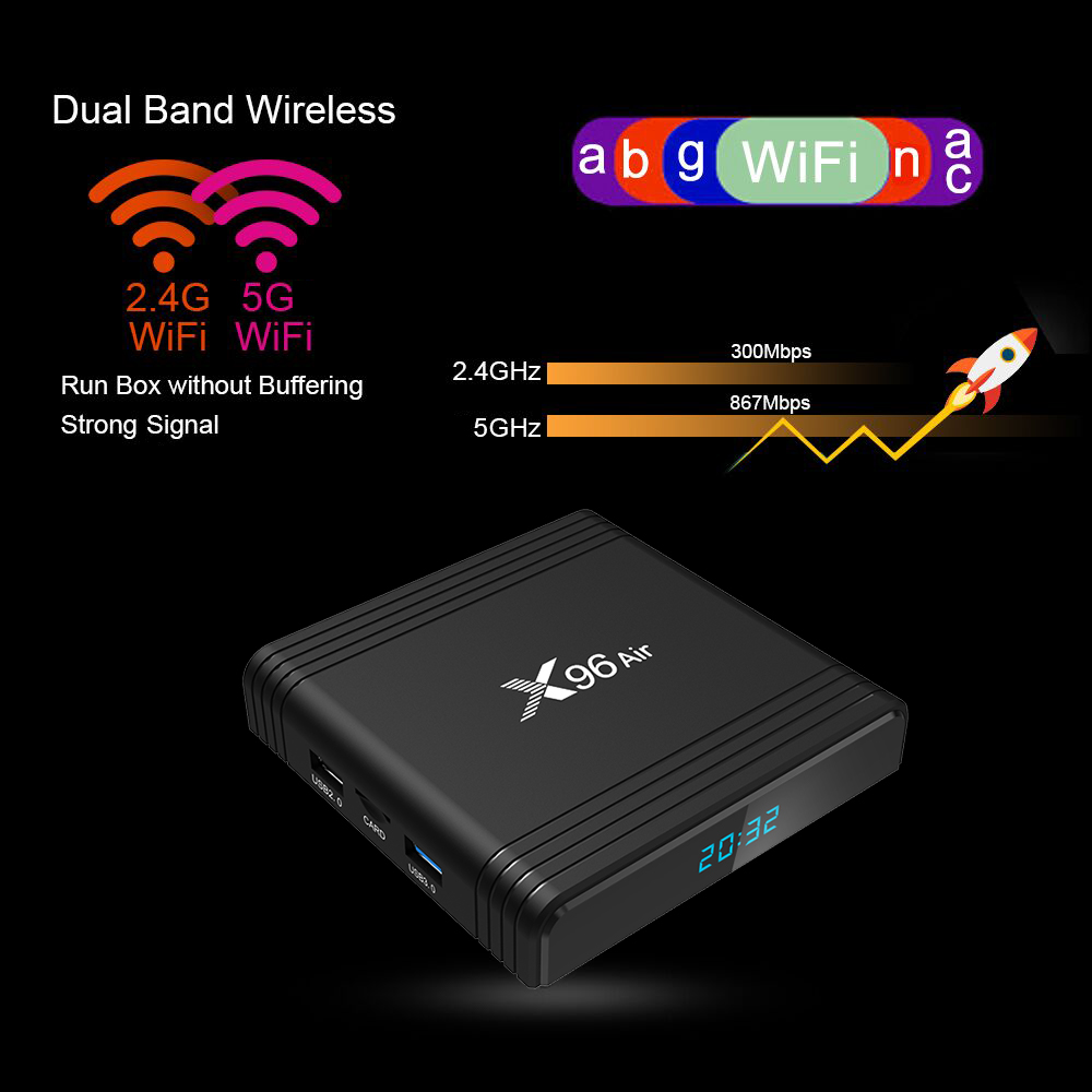 Лидер продаж, ТВ-приставка Android Iptv, 4 ГБ, 8 ГБ, 16 ГБ, 32 ГБ, 64 ГБ, Wi-Fi, видео, песни, загружаемый телевизор 8k, Android 9,0, X96 Air_s905x3
