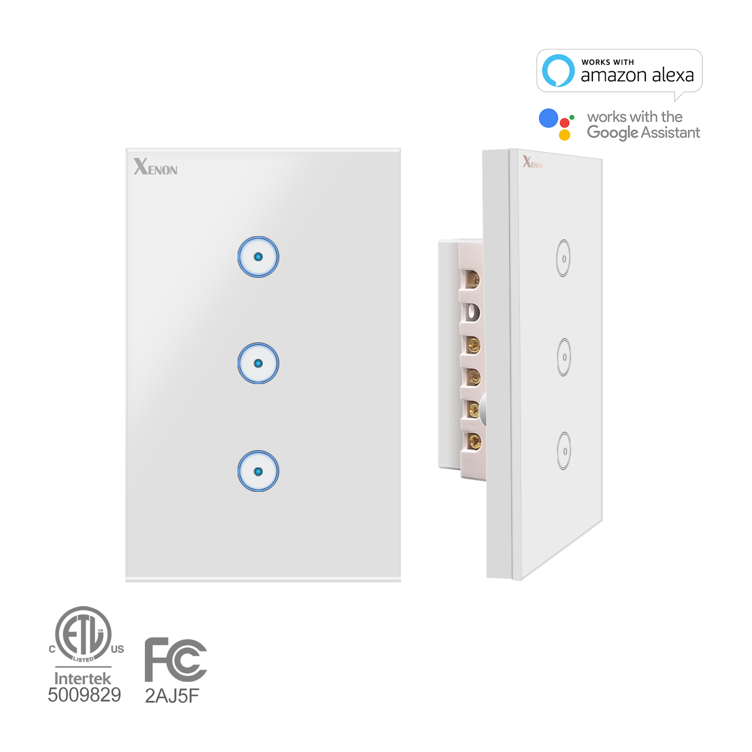 Умный настенный выключатель Xenon US, WiFi, дистанционное управление через приложение, работает с Amazon Echo Google Home
