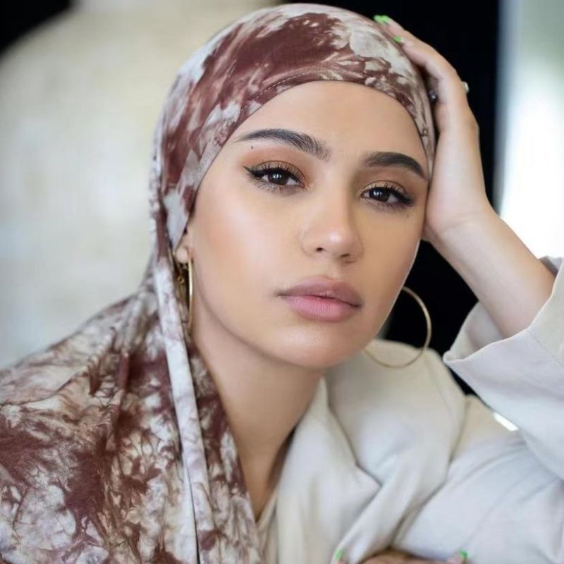 Pearl chiffon scarf Tie dye gauze scarf Malay headscarf female summer breathable scarf in stock