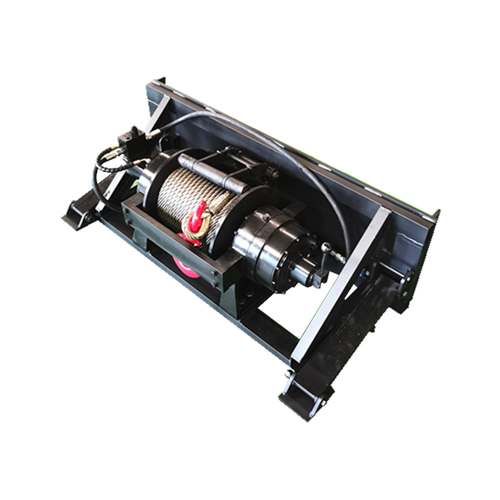 hydraulic winch for skid steer loader attachment