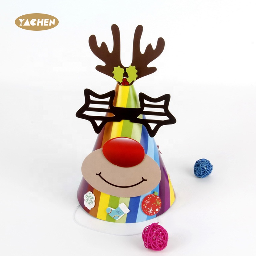 YACHEN 2021 DIY christmas party Felt Kit kids Elk snowman tree santa glasses hat decoration
