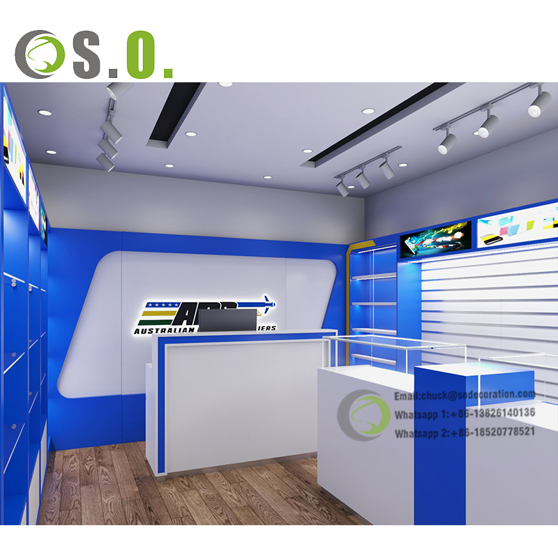High-End Custom Wall Showcase For Phone Shop Display Showcase Cell Phone Showcase Mobile Accessories Display Counter