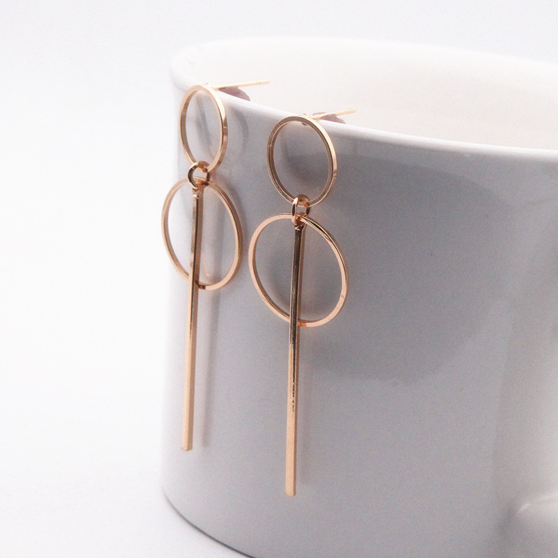 Fashion Earrings Punk Simple Gold Silver Color Long Section Tassel Pendant Size Circle Earrings For Ladies Gifts Wholesale