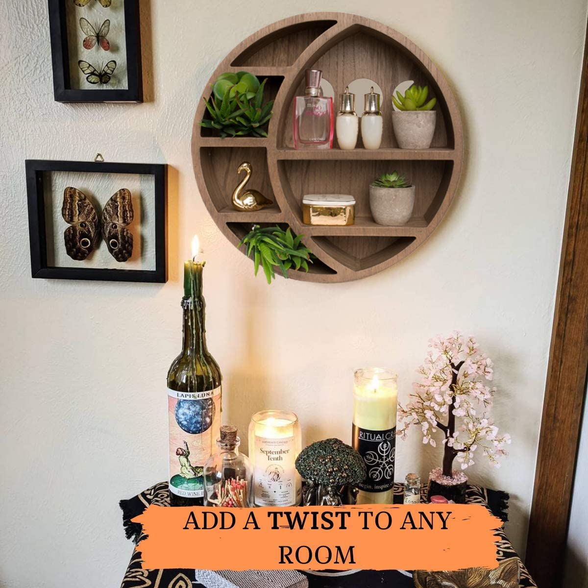 Crescent Moon Shelf Boho Wall Decor Shelves Moon Phase Wall Hanging Boho Room Decor