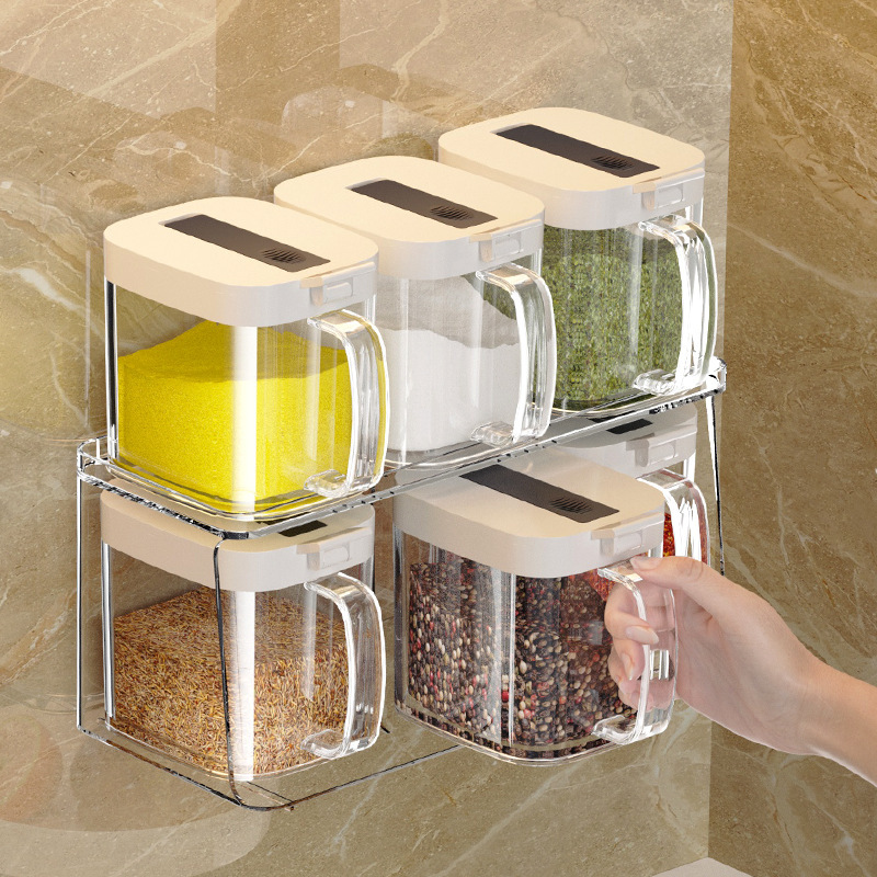 Food Refrigerator Storage Container Organizer Container with Lid Wall Cabinet Pull Spice Rack
