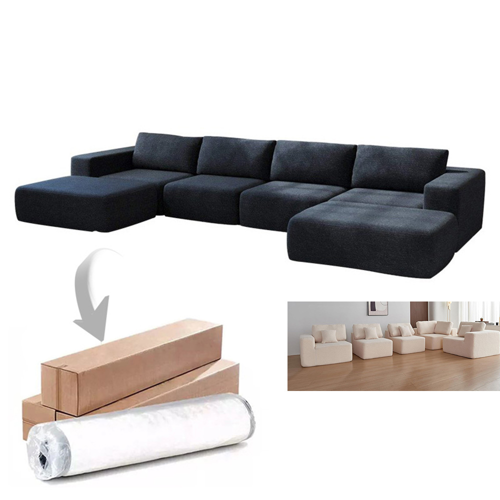 Hot sale compressed sofa Arbitrary combination modularity sofa for modern living room 2 sets black custom compressed furniture