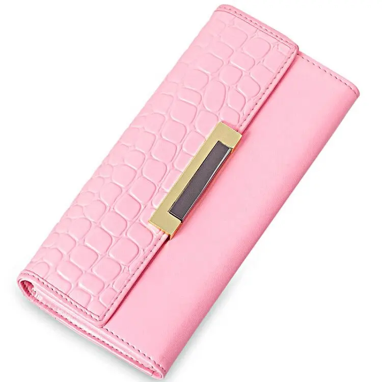 New Trend Fashion Crocodile Leather Women Wallet Purse Large Genuine Leather Lady Clutch Bag Travel Card Holder Vendor