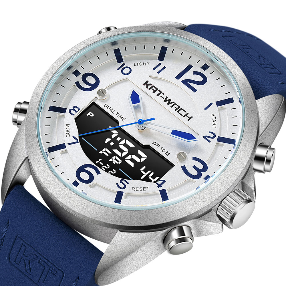 KAT-WACH Watch 1818 Luxury LED Digital Double Watches Men Wrist Military Slim Clock Wristwatches Relogio Masculino Dropshipping