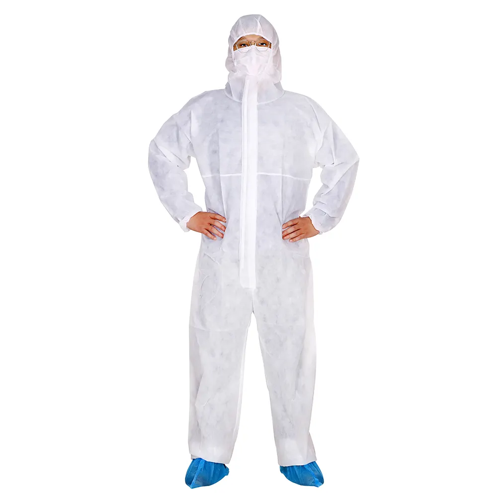 SMS ISO13982 TYPE5/6 economy breathable comfortable lightweight dust against DISPOSABLE COVERALL with elastic wrist and ankle