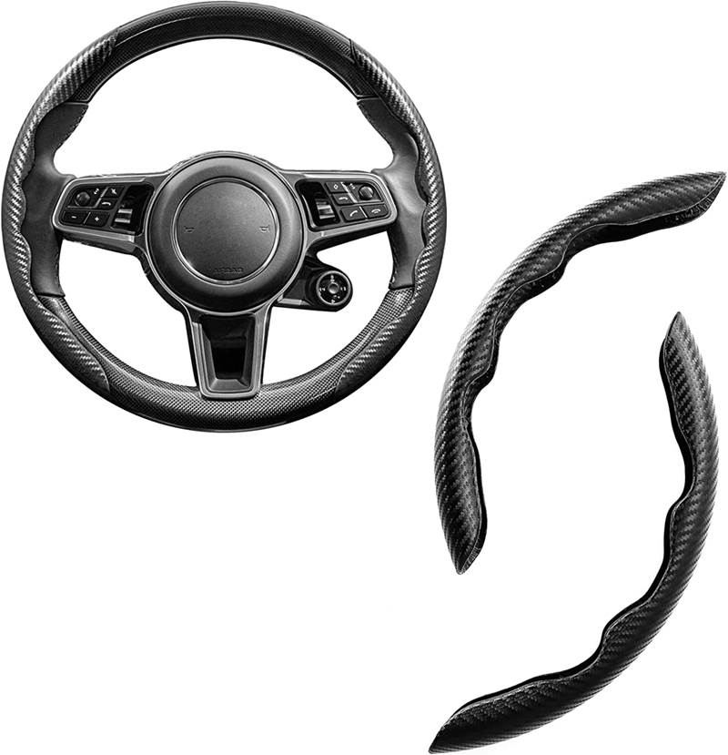 2 interior Halves Universal  car steering wheel protective cover Carbon Fiber Steering Wheel Booster Cover Anti-skid Accessories