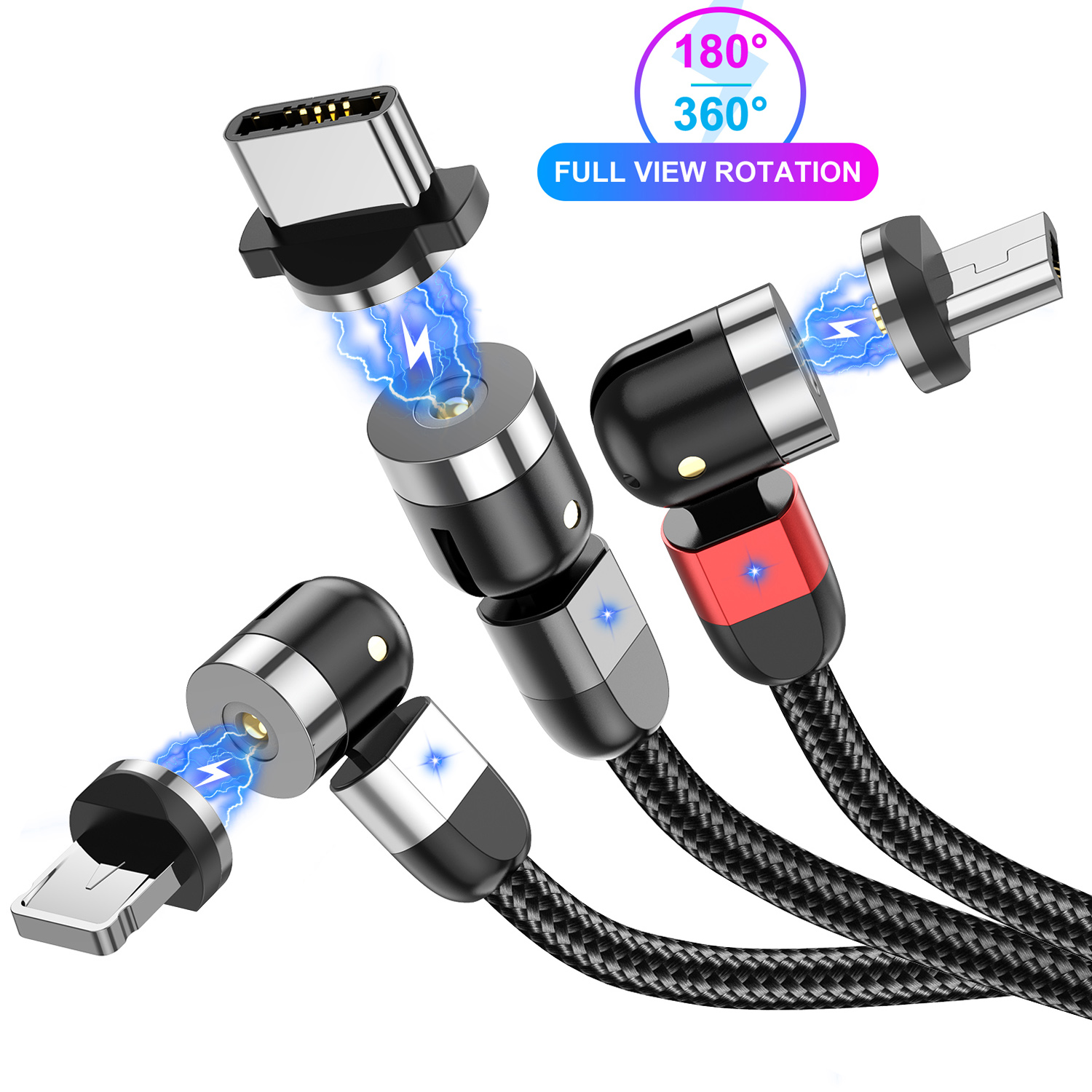 USLION оптовая продажа на складе Магнитный зарядный кабель с разъемом micro usb type-c для освещения аксессуары для мобильных телефонов Быстрая зарядка Магнитный кабель usb