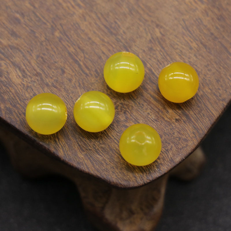 DIY Wholesale Round Gemstone Loose Beads Natural Yellow Agate Beads Stone for Jewelry Making Crystal Gemstone