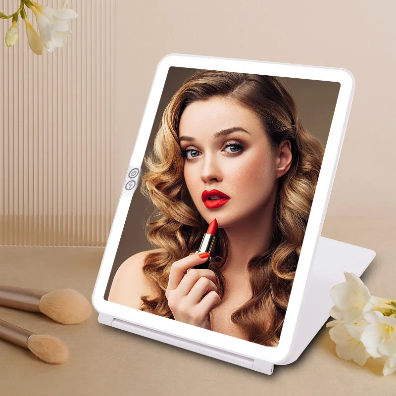 Wholesale LED Mirror Folding Thin Design Rechargeable Outdoor Portable Mirror With Lights