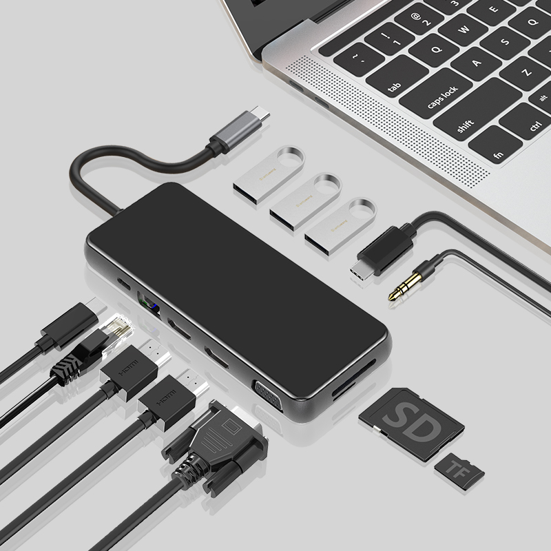 12 в 1 USB3.1 4K HDMI VGA RJ45 PD Thunderbolt 3 Тип USB C док-станция для ноутбука концентратор для Macbook/