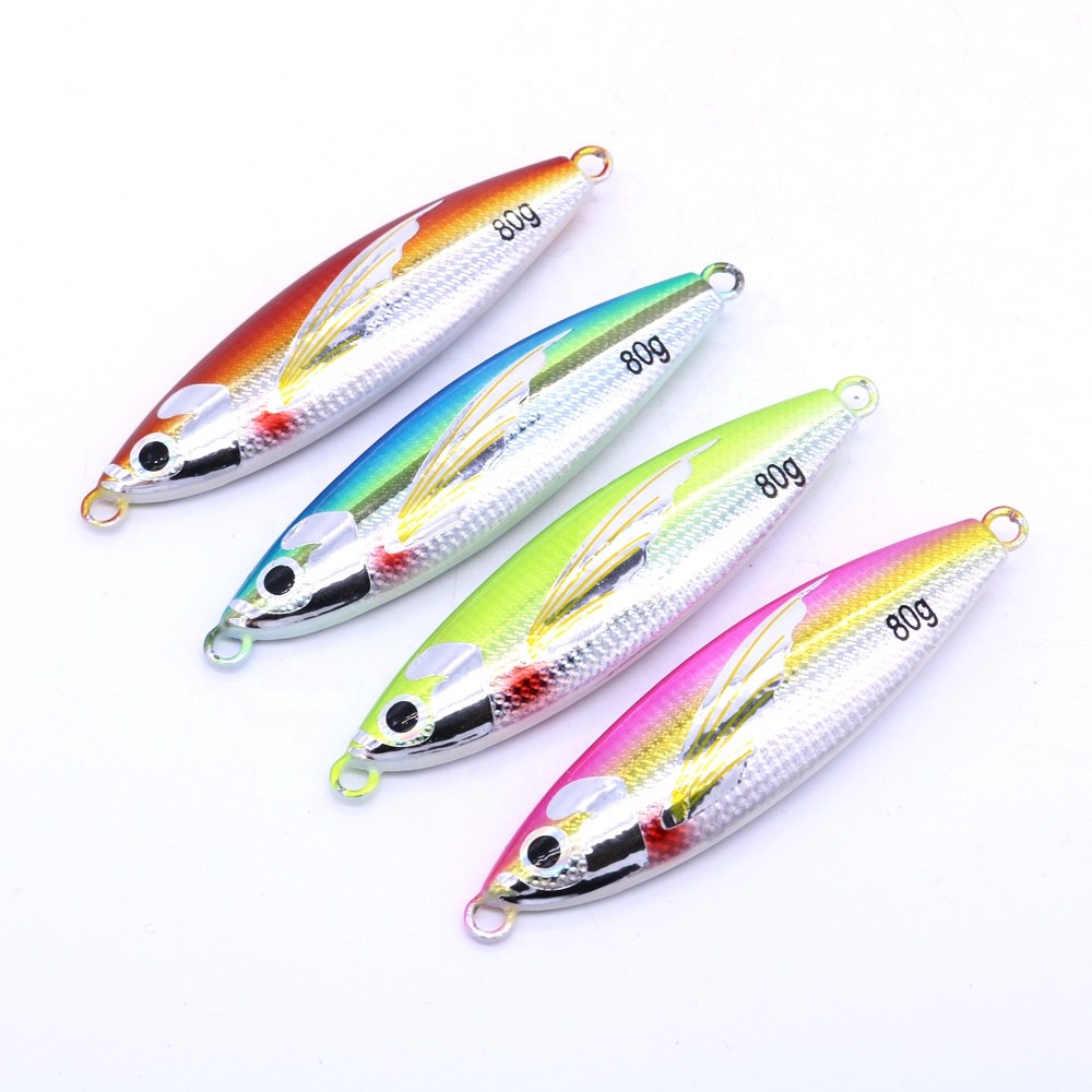 CASTFUN Saltwater Fishing lure Metal jig 40g 60g 80g 100g Artificial Baits Glow Slow Jigging Lure Metal Slow jigs