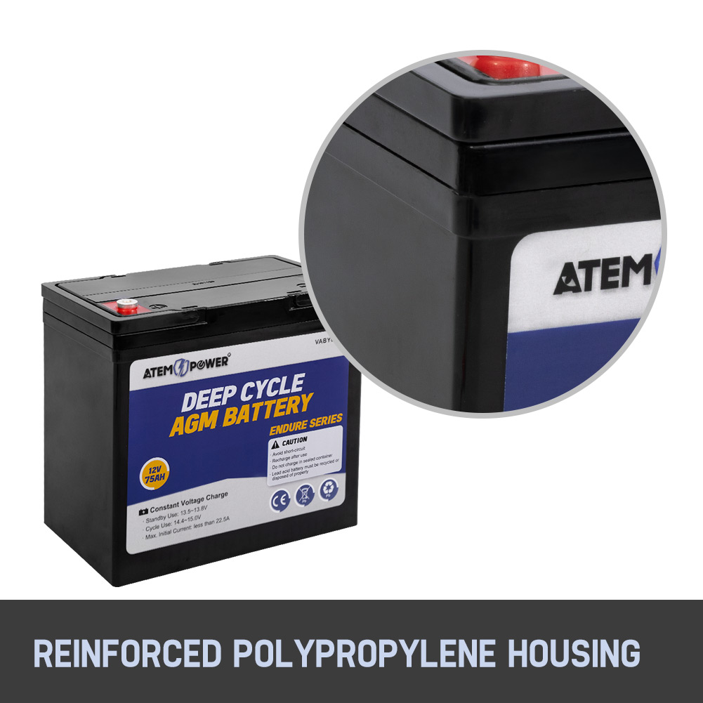 75Ah 12V Deep Cycle Battery Portable Box 4WD Sealed AGM Battery