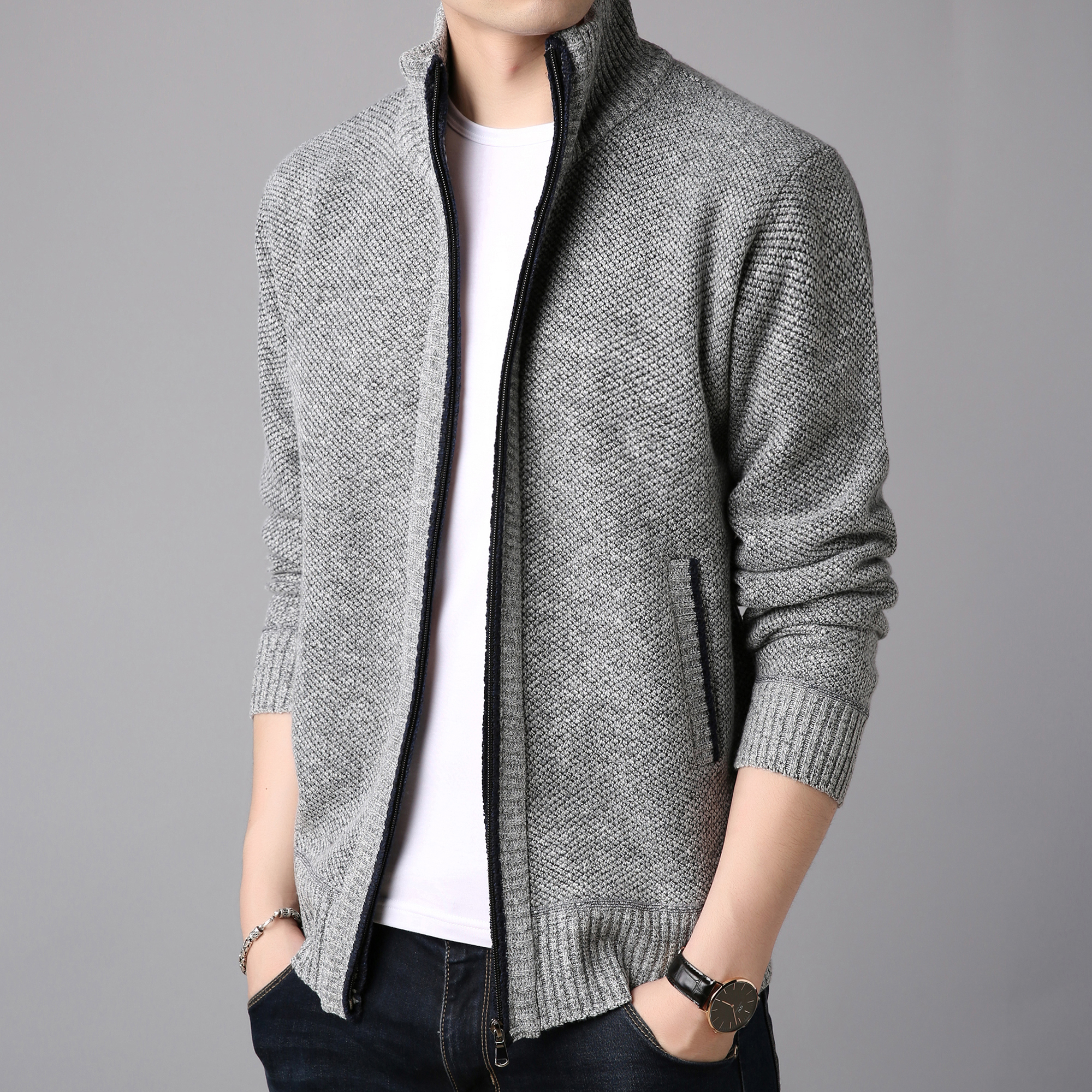 2021 Autumn Winter wholesale Amazon custom Clothing Vintage Mens Knitted Pullover cardigan Men plain Sweater