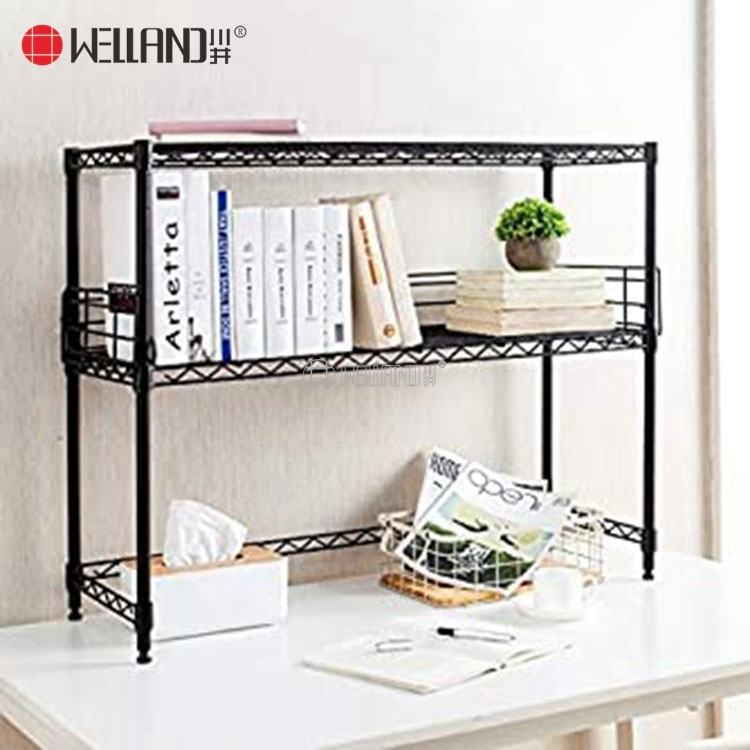 Multi-functional Adjustable Design Home Office Book Storage Shelf Over the Desk Metal Rack