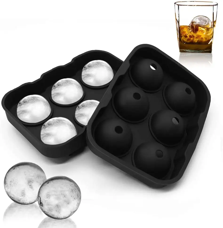 Eco friendly  Food Grade Silicone  Ice Ball Moulds  Easy Release Ice Cube Ball With 6 Cavity Ice Ball Maker