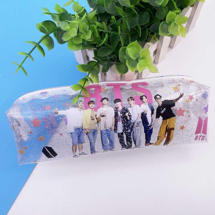 BTS EXO NCT блестящая пудра, прозрачная сумка для ручек, канцелярская сумка