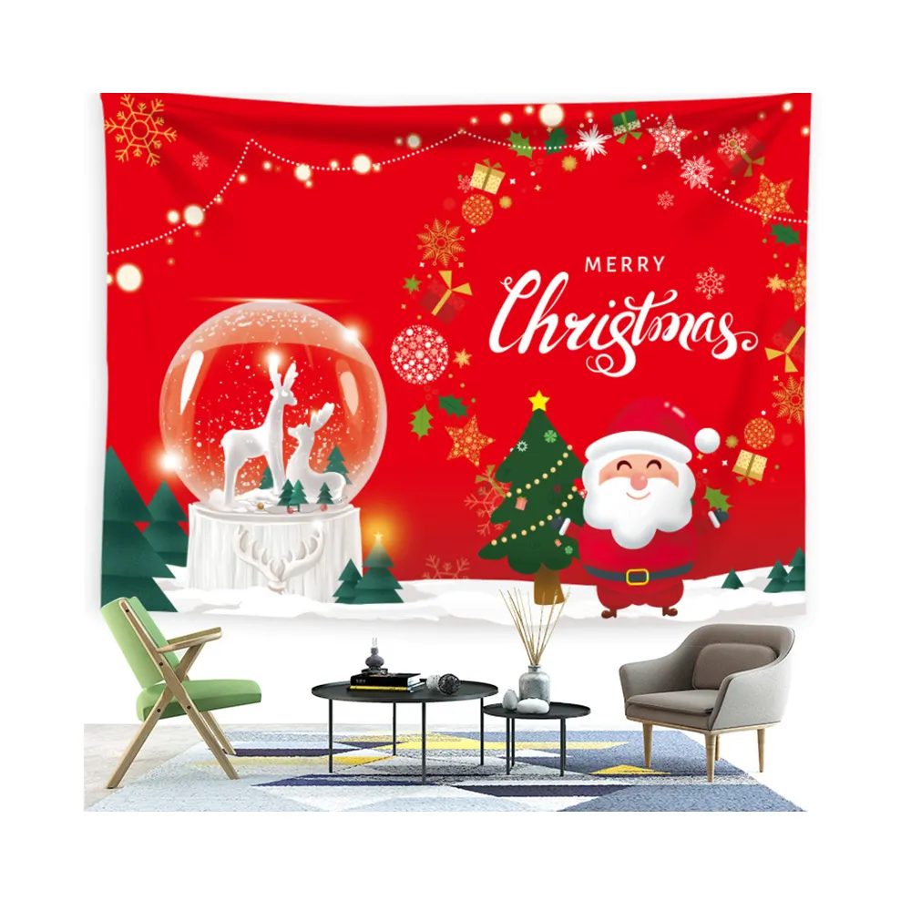 Новый рождественский гобелен, колокольчики, светящийся фон для дерева, ткань и подарки, украшение Санта-Клауса, сидящее одеяло, гобелен