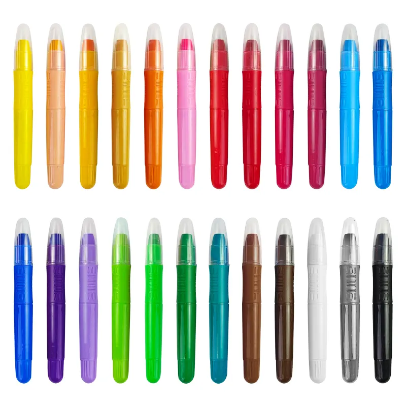 High Quality Non-Toxic 24 Different Colors Water-Soluble Rotated Wax Twistable Crayons Set