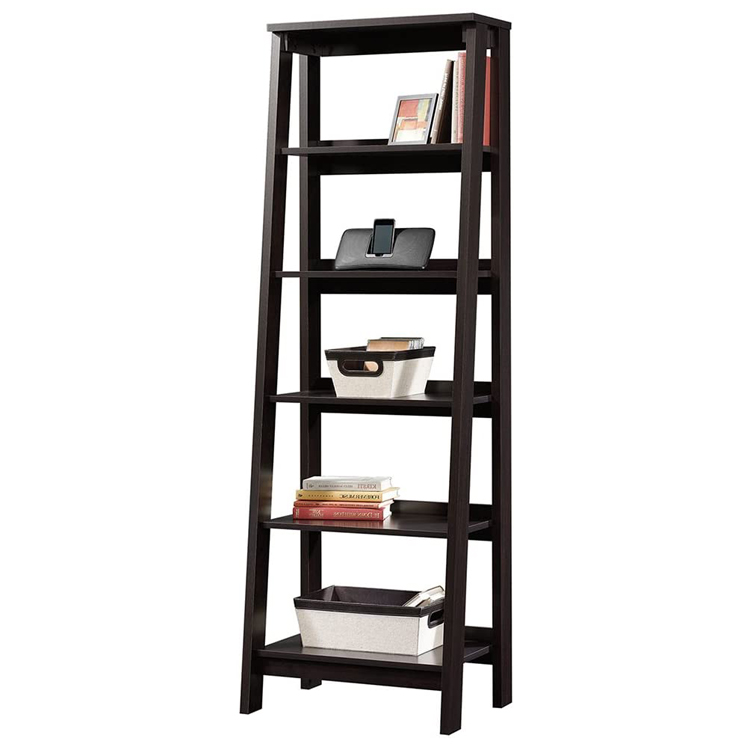 Living Room Furniture Modern Low Price Wood High Vertical 5 Tier Ladder Standing Display Bookshelf Bookcases