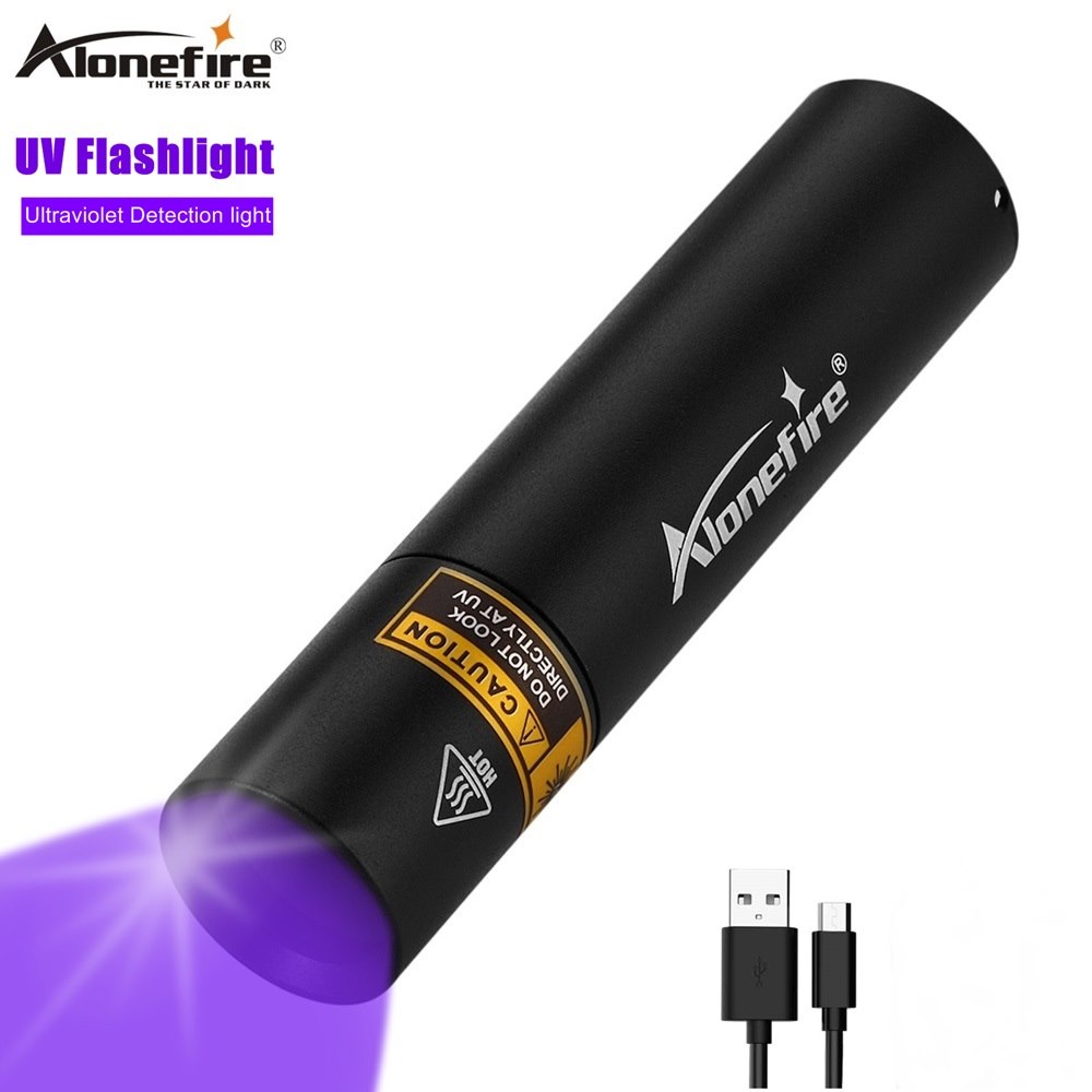 Светодиодный УФ-фонарик Alonefire SV15, фонарь 365 нм с зарядкой от usb, невидимый Ультрафиолетовый фонарь для пятен у домашних животных, охотничий маркер