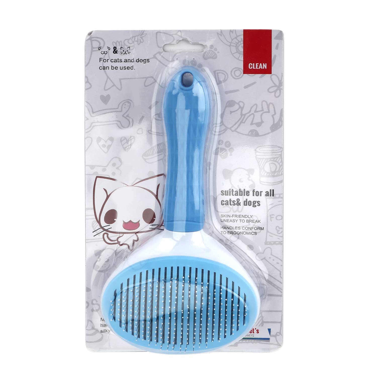 DIVTOP Blue Pet Massage Self Cleaning Slicker Dog Brush,Shedding Removes Loose Undercoat Cat Brush Pet Soft Brush