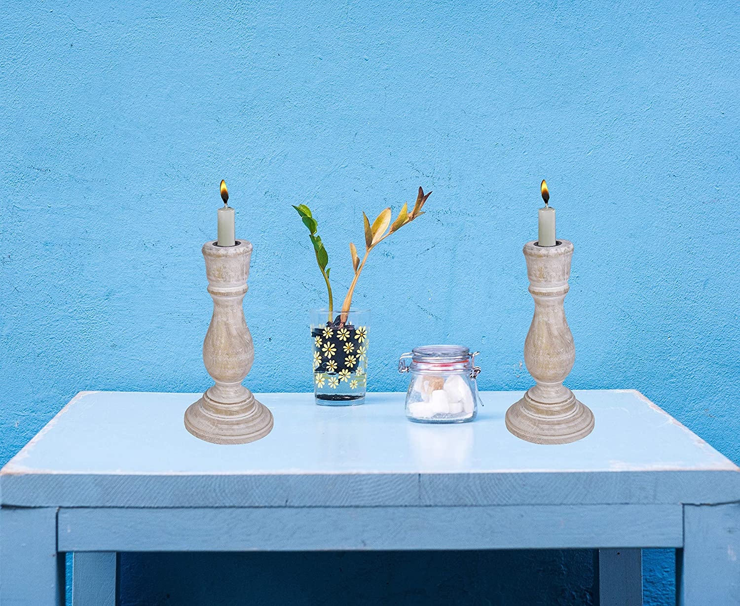 Decorative Sustainable Mango Wood Candlestick Holder Perfect for Dinner Table, Coffee Table, Wedding Party