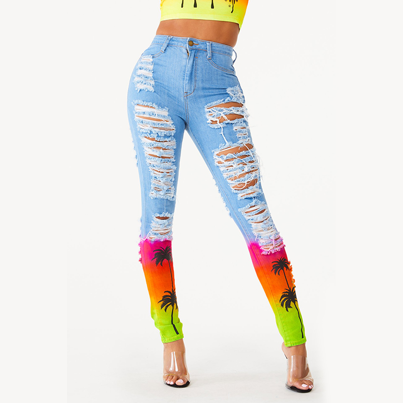DiZNEW Factory Cool Bright Blue Absorbent Skinny Jeans Jeans Strech Women Jeans