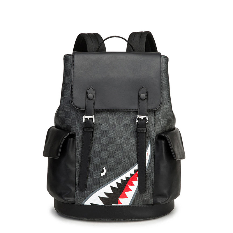 15.6-inch high luxury PU leather black business laptop backpack man's backpack